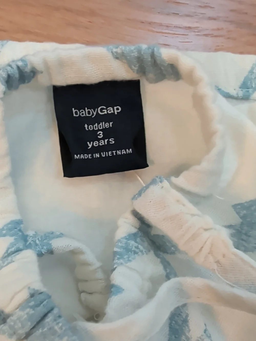 GAP Cream and Light Blue Patterned Girls One-Piece Romper